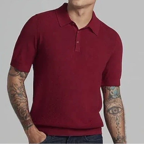 Kenneth Cole Awearness Slim Fit Deep Red Polo Shirt - Picture 1 of 6